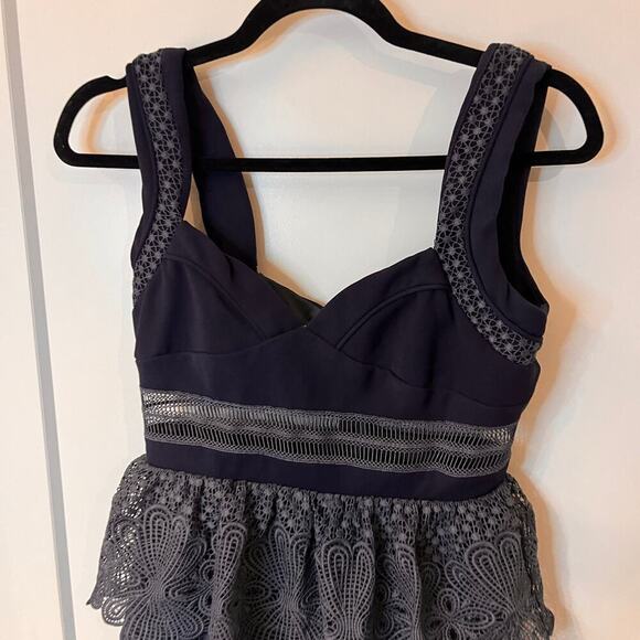 Self-Portrait Dark Blue Natalia Tiered Lace Dress - Picture 4 of 9